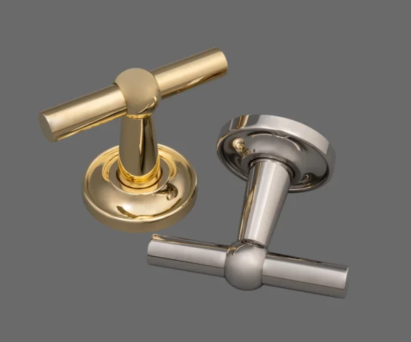 Polished Brass unlacquered and Polished Nickel finishes on our Beardmore NCC1090 Door Handle.