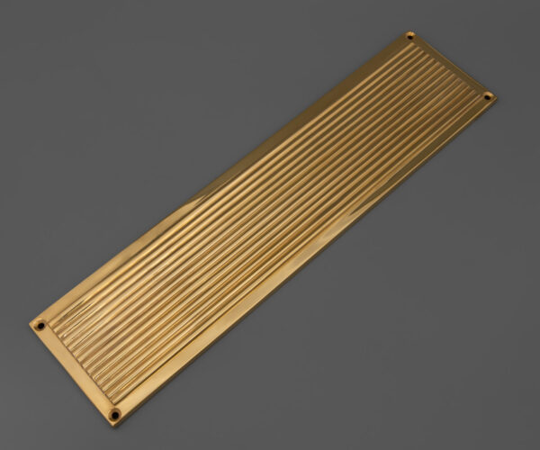 Polished Brass Unlacquered finish on the Beardmore PP1015 door push plate.