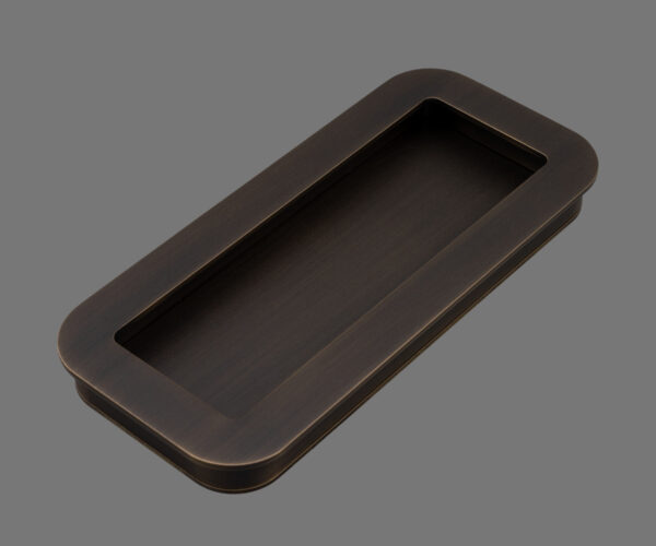 Burnished Bronze finish on our Beardmore FP1069 Pocket Door Flush Pull.