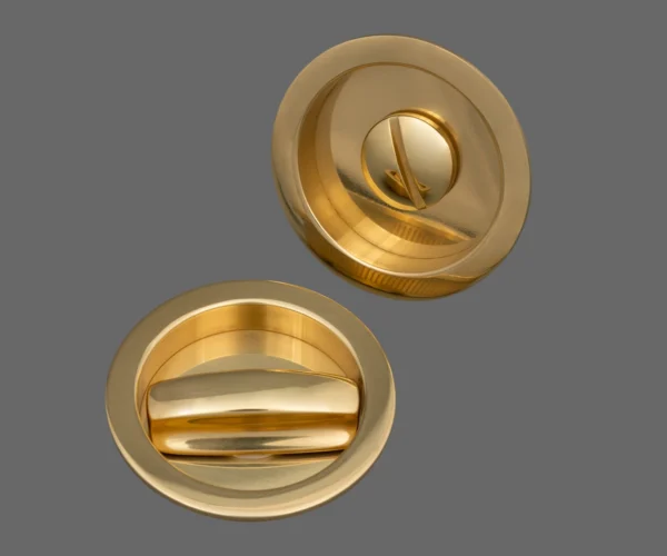 Polished Brass unlacquered and Polished Nickel finishes on our Beardmore FP1070 Flush Pull.