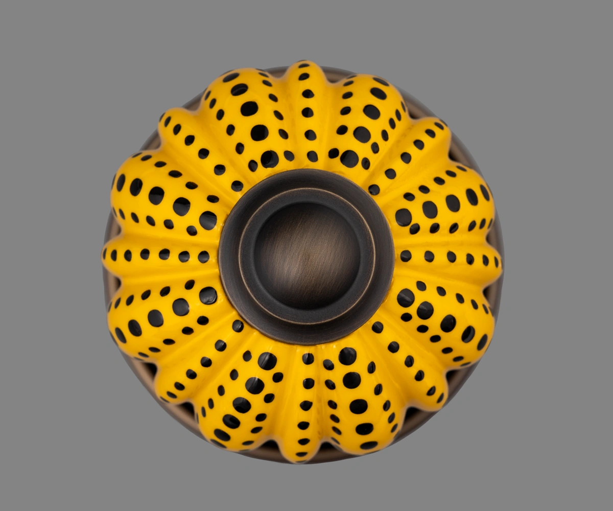 Yellow Polka Dot, Burnished Bronze finish on our Beardmore NCC1265 door knob.
